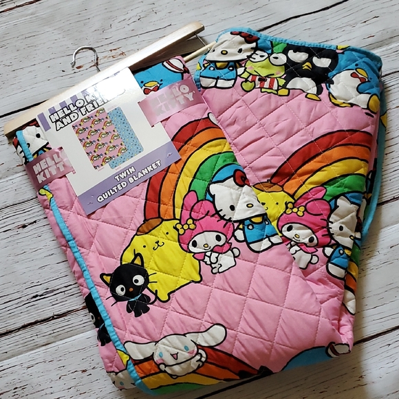 Hello Kitty Other - Hello Kitty Pink and Blue Blanket with Quilted Design